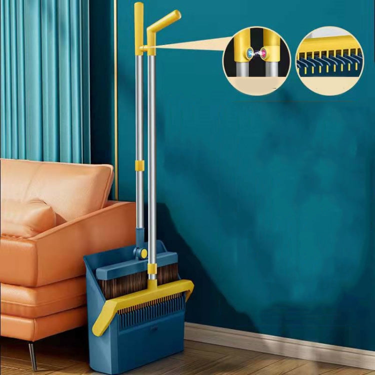 Broom And Dustpan Set With Double-Sided Tooth Scraping, Magnetic Blue, Magnetic White, Snap Blue, Snap White