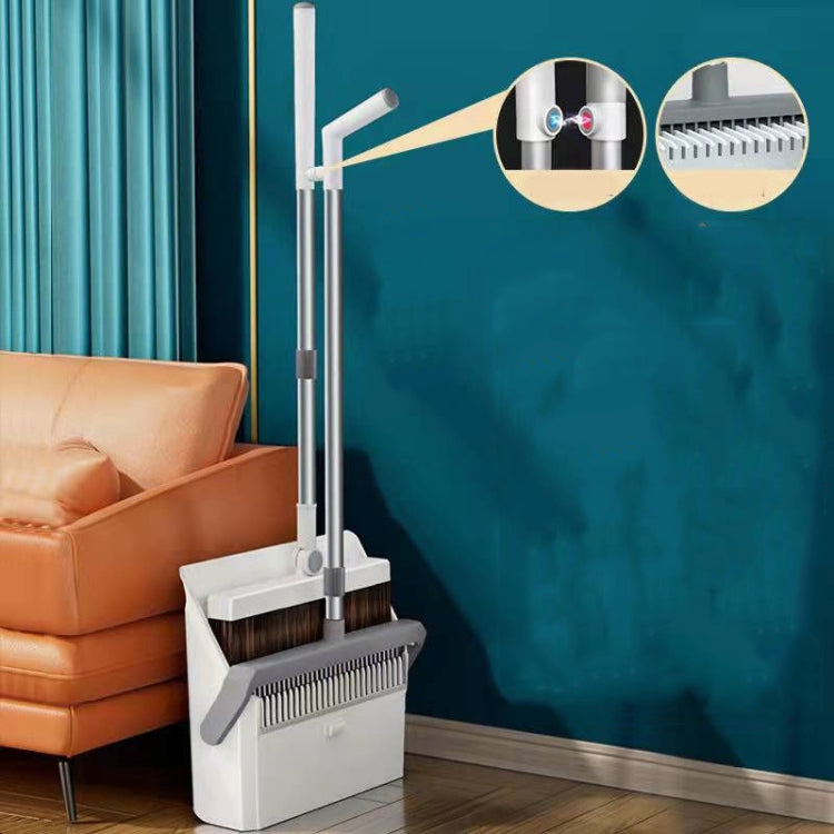 Broom And Dustpan Set With Double-Sided Tooth Scraping, Magnetic Blue, Magnetic White, Snap Blue, Snap White