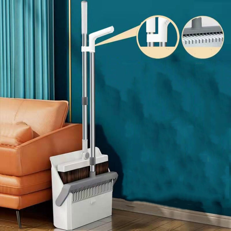 Broom And Dustpan Set With Double-Sided Tooth Scraping, Magnetic Blue, Magnetic White, Snap Blue, Snap White