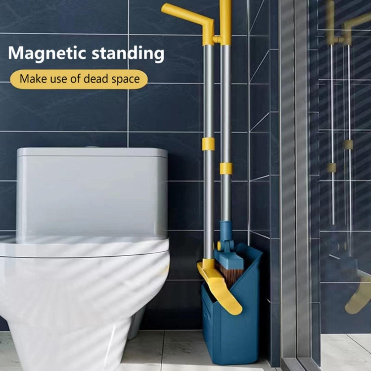 Broom And Dustpan Set With Double-Sided Tooth Scraping, Magnetic Blue, Magnetic White, Snap Blue, Snap White