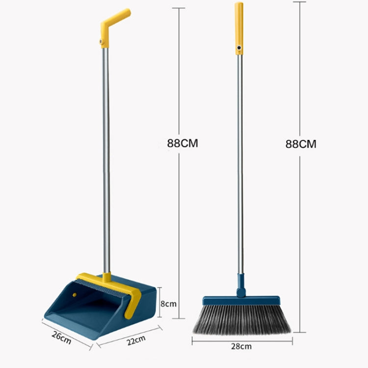 Broom And Dustpan Set With Double-Sided Tooth Scraping, Magnetic Blue, Magnetic White, Snap Blue, Snap White