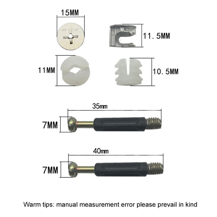 3 In 1 Screw Connector Furniture Link Fixer Closet Eccentric Wheel Nut Connection Fastener, 10pcs 40mm, 10pcs 35mm