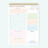 52 Sheets A4 English Daily Planner Coil Notepad Schedule Book To Do List Important Matters, Cyan, Nude Pink, Green