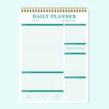 52 Sheets A4 English Daily Planner Coil Notepad Schedule Book To Do List Important Matters, Cyan, Nude Pink, Green