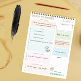 52 Sheets A4 English Daily Planner Coil Notepad Schedule Book To Do List Important Matters, Cyan, Nude Pink, Green