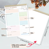 52 Sheets A4 English Daily Planner Coil Notepad Schedule Book To Do List Important Matters, Cyan, Nude Pink, Green