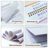 52 Sheets A4 English Daily Planner Coil Notepad Schedule Book To Do List Important Matters, Cyan, Nude Pink, Green