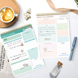 52 Sheets A4 English Daily Planner Coil Notepad Schedule Book To Do List Important Matters, Cyan, Nude Pink, Green