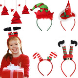 3D Cartoon Christmas Headband Christmas Party Decorations, Clown Hat, Double Crutches, Santas Legs, Christmas Hat, Long-legged Santas, Red White Plaid, Brown Antler Bow, Brown Antlers Flower, HOHOHO