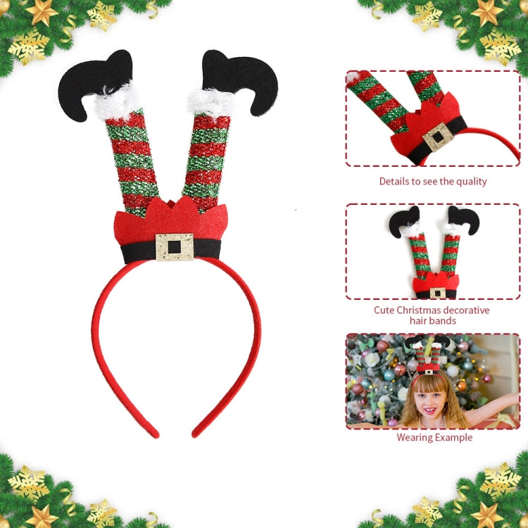 3D Cartoon Christmas Headband Christmas Party Decorations, Clown Hat, Double Crutches, Santas Legs, Christmas Hat, Long-legged Santas, Red White Plaid, Brown Antler Bow, Brown Antlers Flower, HOHOHO