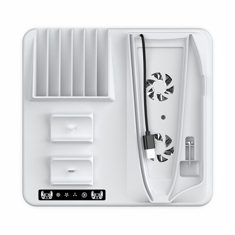 For PS5 Slim iplay Multifunctional Cooling Stand with Dual Controller Charging Station Headset Holder and 6 Game Card Storage, HBP-537