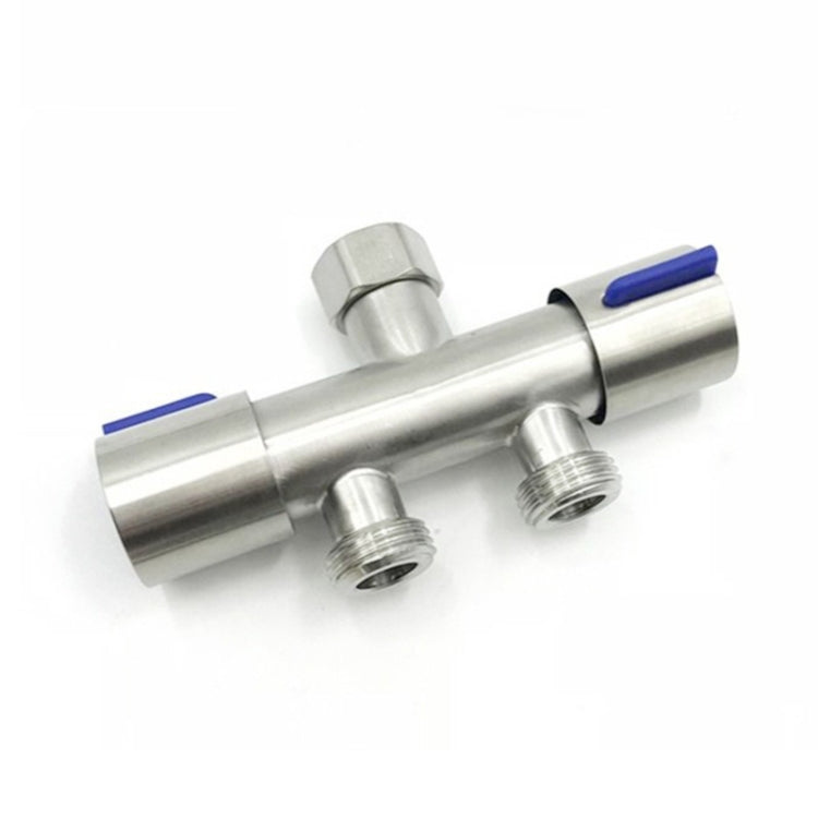 Washing Machine Faucet Splitter 1 Input 2 Output Dual Outlet Adapter 304 Stainless Steel Faucet, Blue Wheel, Plum Wheel