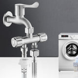 Washing Machine Faucet Splitter 1 Input 2 Output Dual Outlet Adapter 304 Stainless Steel Faucet, Blue Wheel, Plum Wheel