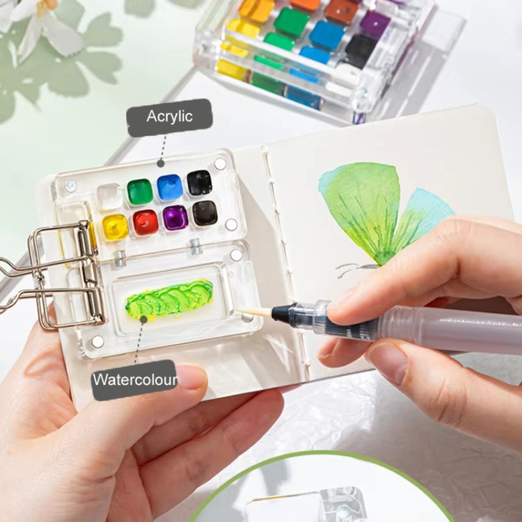 Mini Portable Watercolor Acrylic Box For Sketching, 8 Grids, 15 Grids