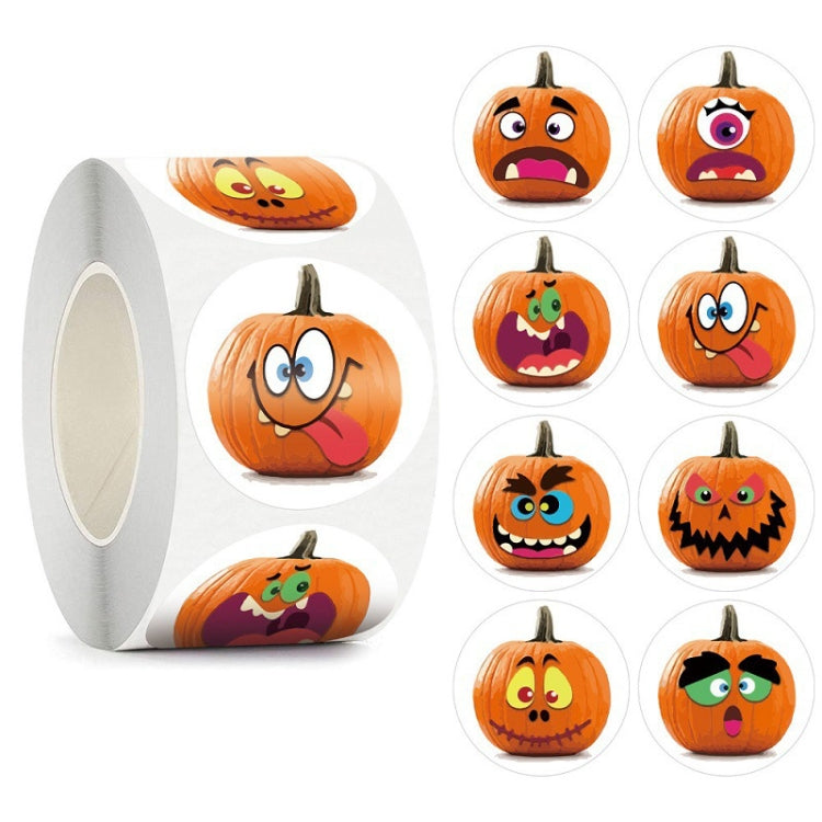 25mm Halloween Party Favors Label Stickers DIY Decorative Labels Cute Smile Pumpkin Seal Stickers, 500pcs/ Roll