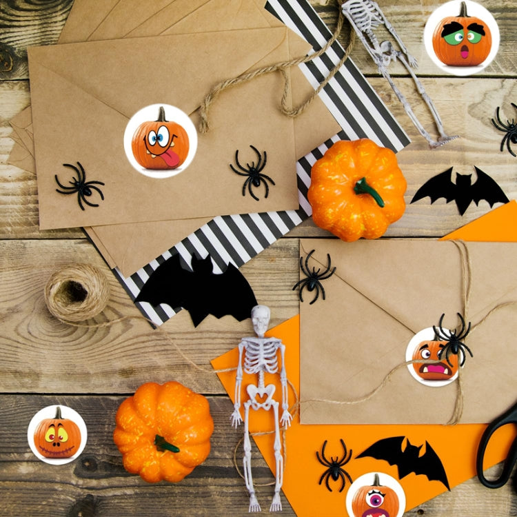 25mm Halloween Party Favors Label Stickers DIY Decorative Labels Cute Smile Pumpkin Seal Stickers, 500pcs/ Roll