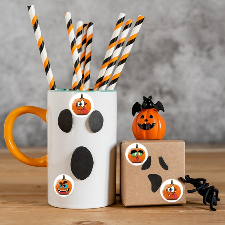 25mm Halloween Party Favors Label Stickers DIY Decorative Labels Cute Smile Pumpkin Seal Stickers, 500pcs/ Roll