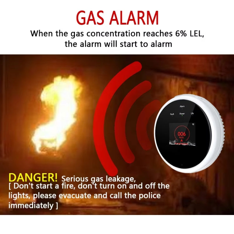 Tuya WiFi Gas Leak Detector With Temperature Clock Function