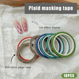 10 Rolls Nail Art Grid Line Paper Tape Stickers 2mm Fine Tape Grid DIY Manicure Pattern Tool