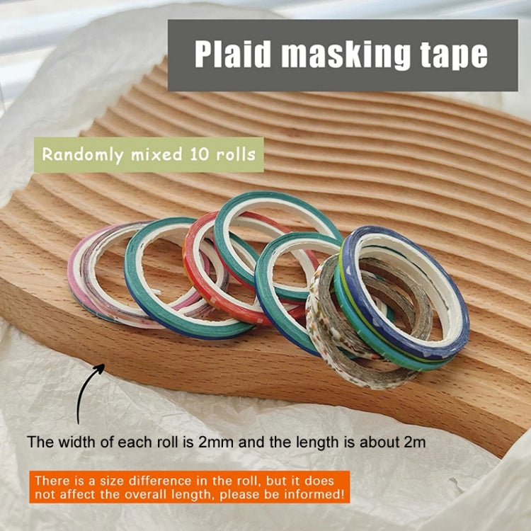 10 Rolls Nail Art Grid Line Paper Tape Stickers 2mm Fine Tape Grid DIY Manicure Pattern Tool