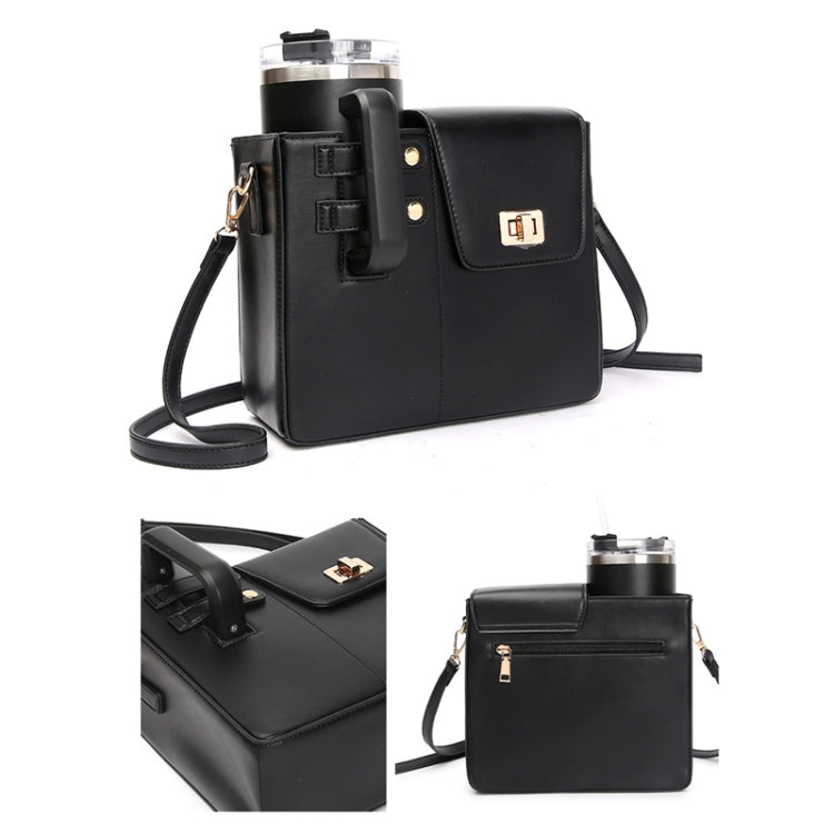 Women PU Leather Shoulder Bag Beverage Bottle Water Cup Bag For Stanley / Owala / Gatorade / Hydro Flask and Most Other Bottles