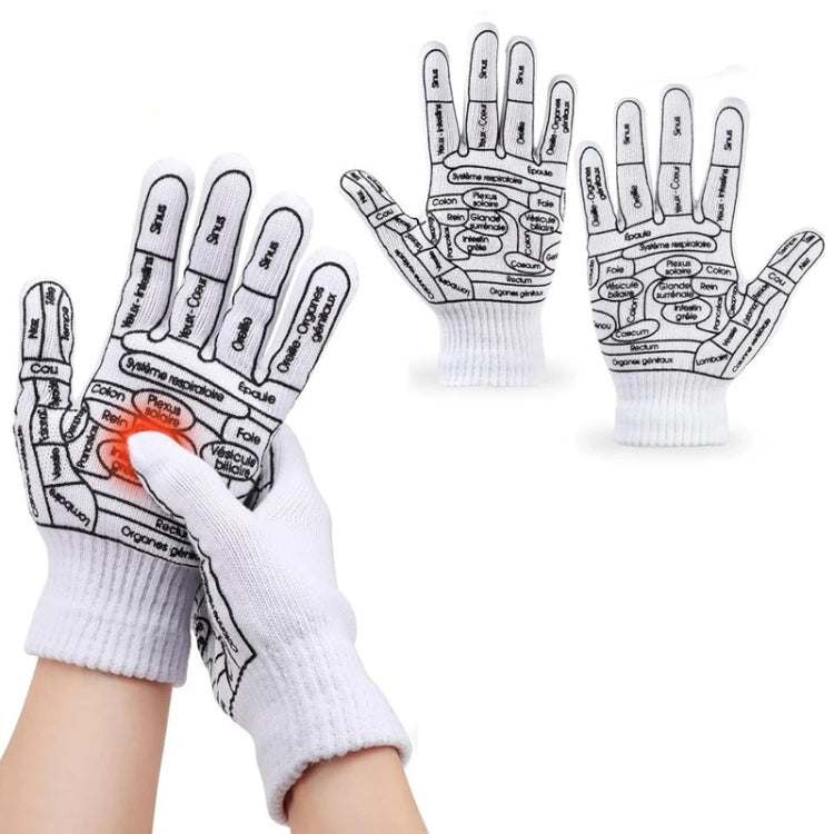 English Hand Massage Gloves Acupuncture Point Palm Reflex Zone Meridian Physical Therapy Gloves, Average