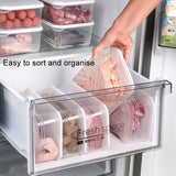 Refrigerator Storage Box Large Capacity Transparent Fresh Food Organiser, 2000ml Square