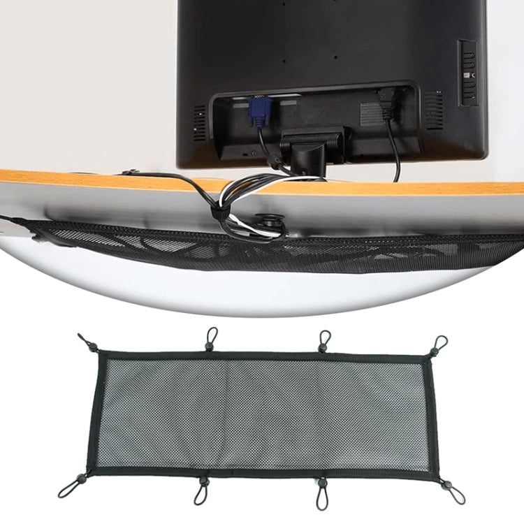 Table Bottom Power Socket Hidden Organizer Mesh Pocket, 68 x 24cm