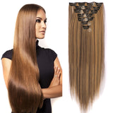 7pcs / Set Clips Long Straight Hair Extension Pieces 16 Clips Chemical Fiber Wigs, 1B#, 2#, 4#, 1BH613#, 2M30#, 6#, 8#, 4H27#, 4M30#, 6H613#, 22TH613#, 24TH613#, 24M27#, 27#, 613#, 27M613#, 27H613#, 88#, 30#
