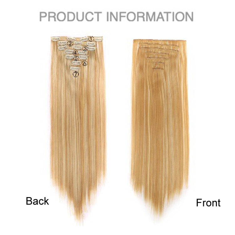 7pcs / Set Clips Long Straight Hair Extension Pieces 16 Clips Chemical Fiber Wigs, 1B#, 2#, 4#, 1BH613#, 2M30#, 6#, 8#, 4H27#, 4M30#, 6H613#, 22TH613#, 24TH613#, 24M27#, 27#, 613#, 27M613#, 27H613#, 88#, 30#