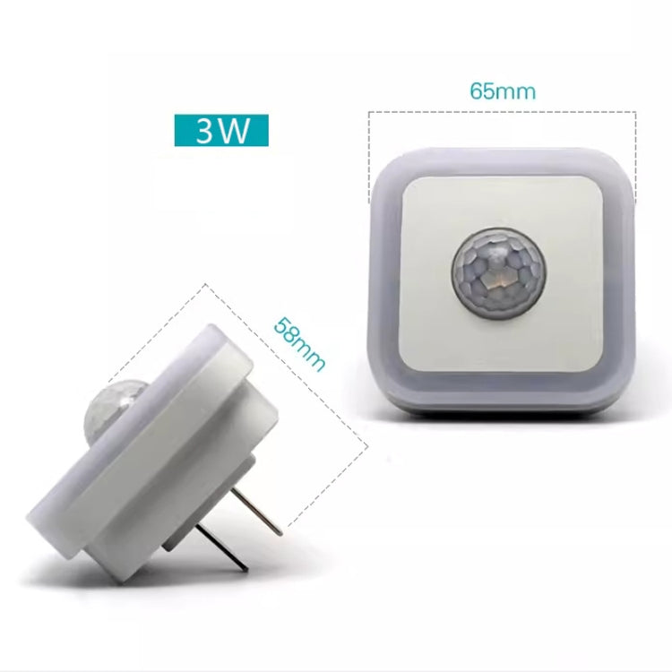 Home LED Human Auto Sensor Night Light Plug-In Wiring-Free Staircase Corridor Aisle Light, US Plug, 3W