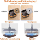 Square Spin Mop and Bucket With 2 Mop Pads Set Separate Clean And Dirty Water