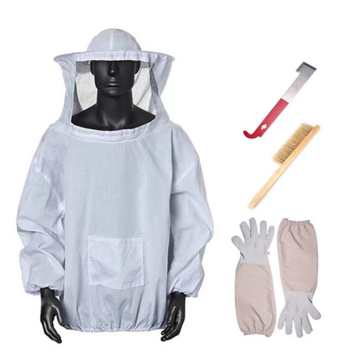 4-in-1 Anti-bee Clothing + Scraper + Bee Brush + Anti-bee Gloves Beekeeping Set