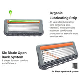 Six Blade OpenBack System Skin Razor Refills for Men, 2pcs /Pack, 4pcs /Pack