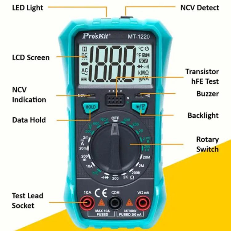 3-1/2 Burn-Proof Digital Intelligent Multimeter, MT-1220-C