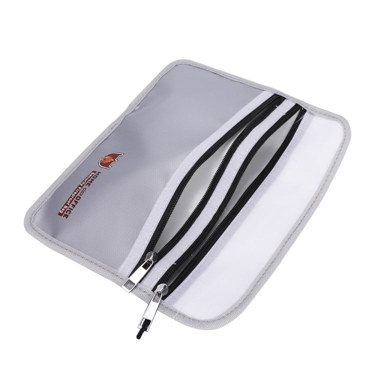 Double Zipper Pockets Fireproof Document Bag Valuables Storage Pouch, 10.6x6.9 Inch