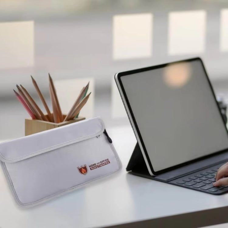 Double Zipper Pockets Fireproof Document Bag Valuables Storage Pouch, 10.6x6.9 Inch