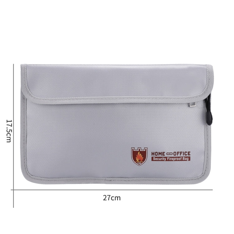 Double Zipper Pockets Fireproof Document Bag Valuables Storage Pouch, 10.6x6.9 Inch
