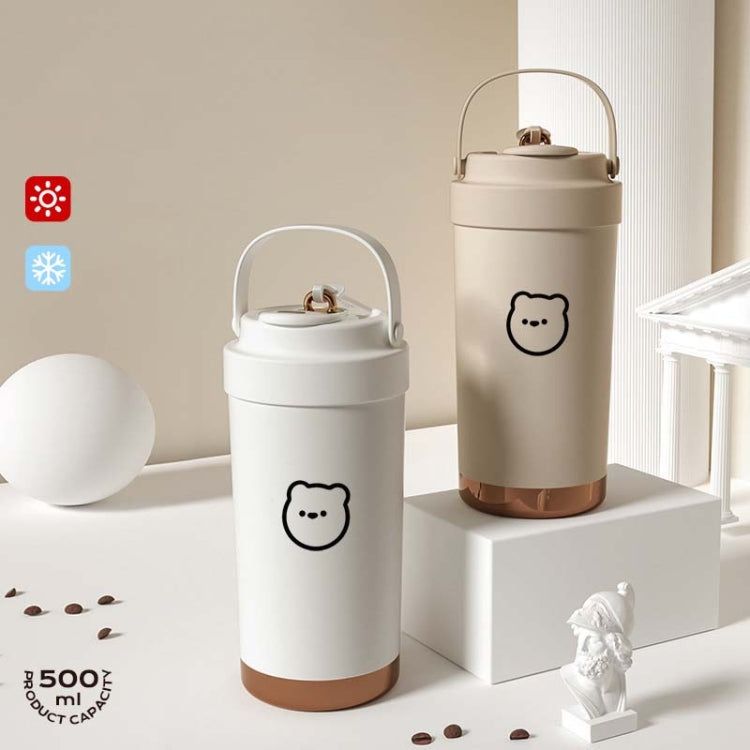 316 Stainless Steel Insulated Mug Portable Carry-On Dual Drink Coffee Cup With Straw, 500ml