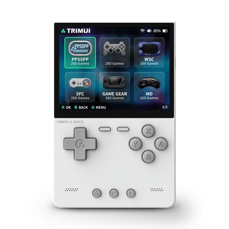 TRIMUI BRICK Open Source Pocket Console Portable Wireless Bluetooth HD Retro Arcade, Standard No Card, 64G, 128G, 256G 64G White