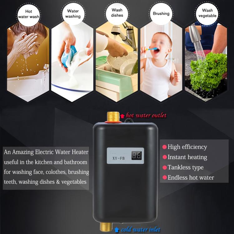 3000W Small Tankless Electric Water Heater For Kitchen Bathroom, US Plug, UK Plug, EU Plug, AU Plug