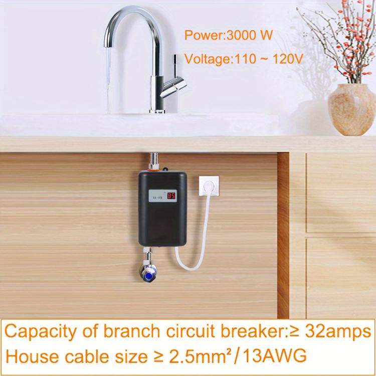 3000W Small Tankless Electric Water Heater For Kitchen Bathroom, US Plug, UK Plug, EU Plug, AU Plug