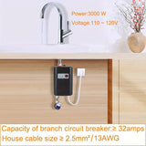 3000W Small Tankless Electric Water Heater For Kitchen Bathroom, US Plug, UK Plug, EU Plug, AU Plug