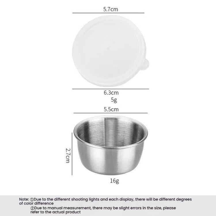 304 Stainless Steel Sauce Cup With Plastic Lid Sealed Leak-Proof Dipping Dish Seasoning Dish, 40ml