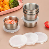 304 Stainless Steel Sauce Cup With Plastic Lid Sealed Leak-Proof Dipping Dish Seasoning Dish, 40ml