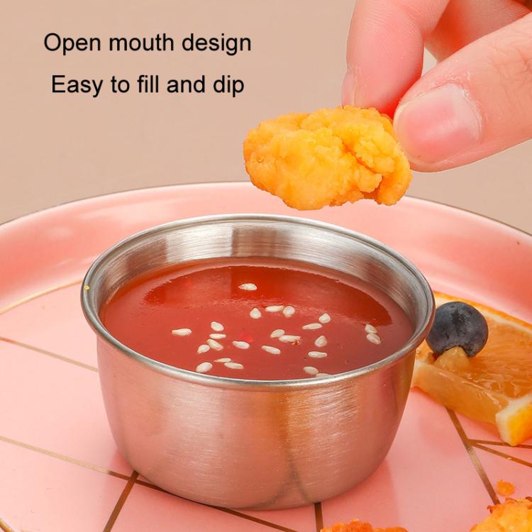304 Stainless Steel Sauce Cup With Plastic Lid Sealed Leak-Proof Dipping Dish Seasoning Dish, 40ml