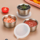 304 Stainless Steel Sauce Cup With Plastic Lid Sealed Leak-Proof Dipping Dish Seasoning Dish, 40ml