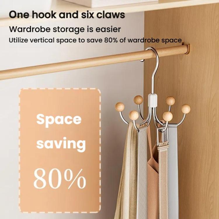 Six Claws Hooks 360 Degree Rotating Wardrobe Bag Hanger Multi-functional Underwear Clothes Storage Hooks