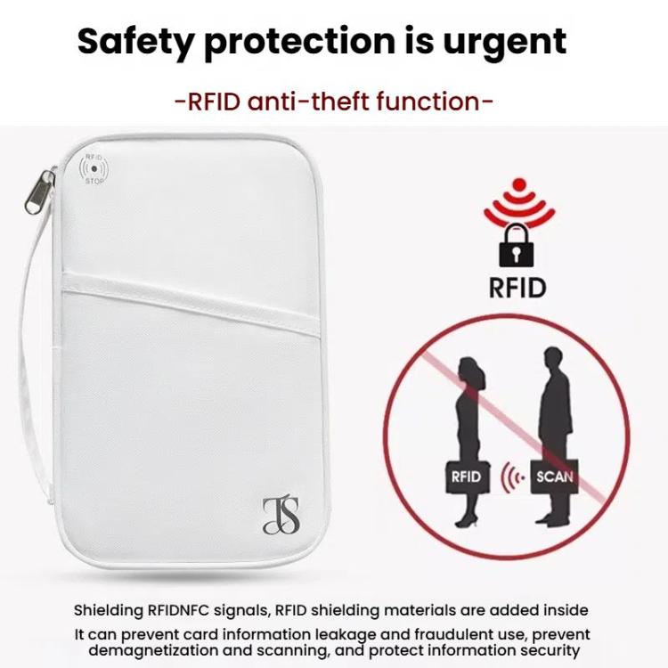 TRAVEL SEASON RFID Anti-theft Passport Clip ID Bag Waterproof Protective Case Travel Organizer Bag, Small White, Small Black, Large White, Large Black