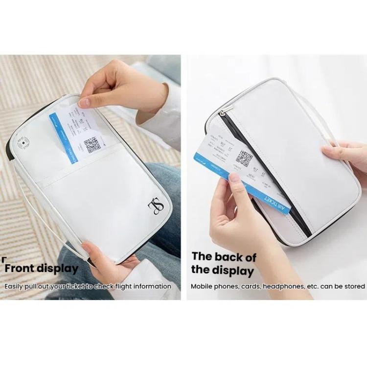 TRAVEL SEASON RFID Anti-theft Passport Clip ID Bag Waterproof Protective Case Travel Organizer Bag, Small White, Small Black, Large White, Large Black